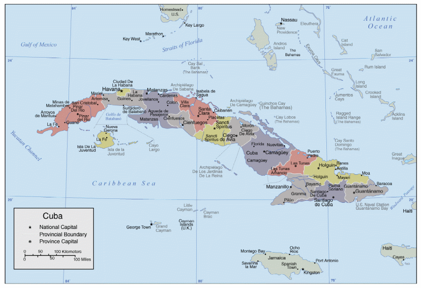 Political Map of Cuba.