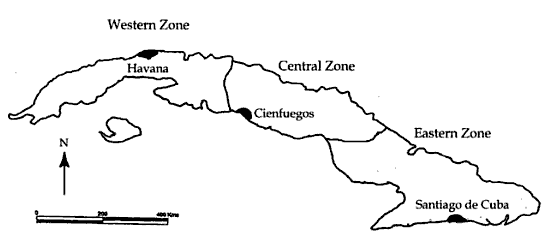 Tourist Regions in Cuba.