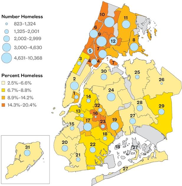 Map of Homelessness in New York City.